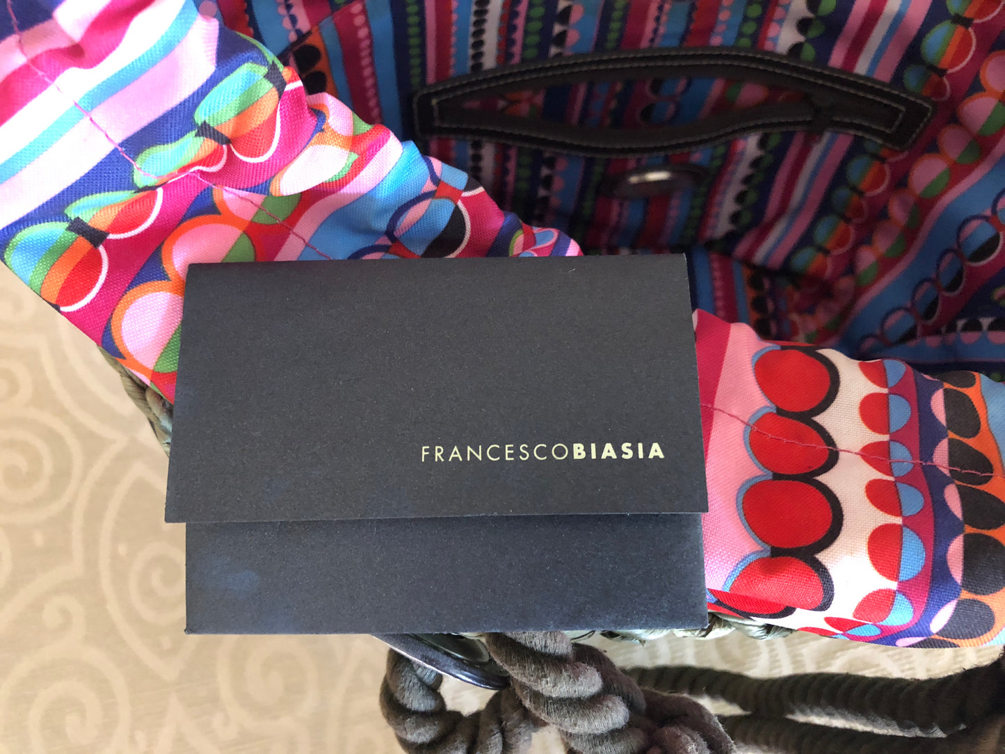 Francesco Biasia Green Woven Tote Bag