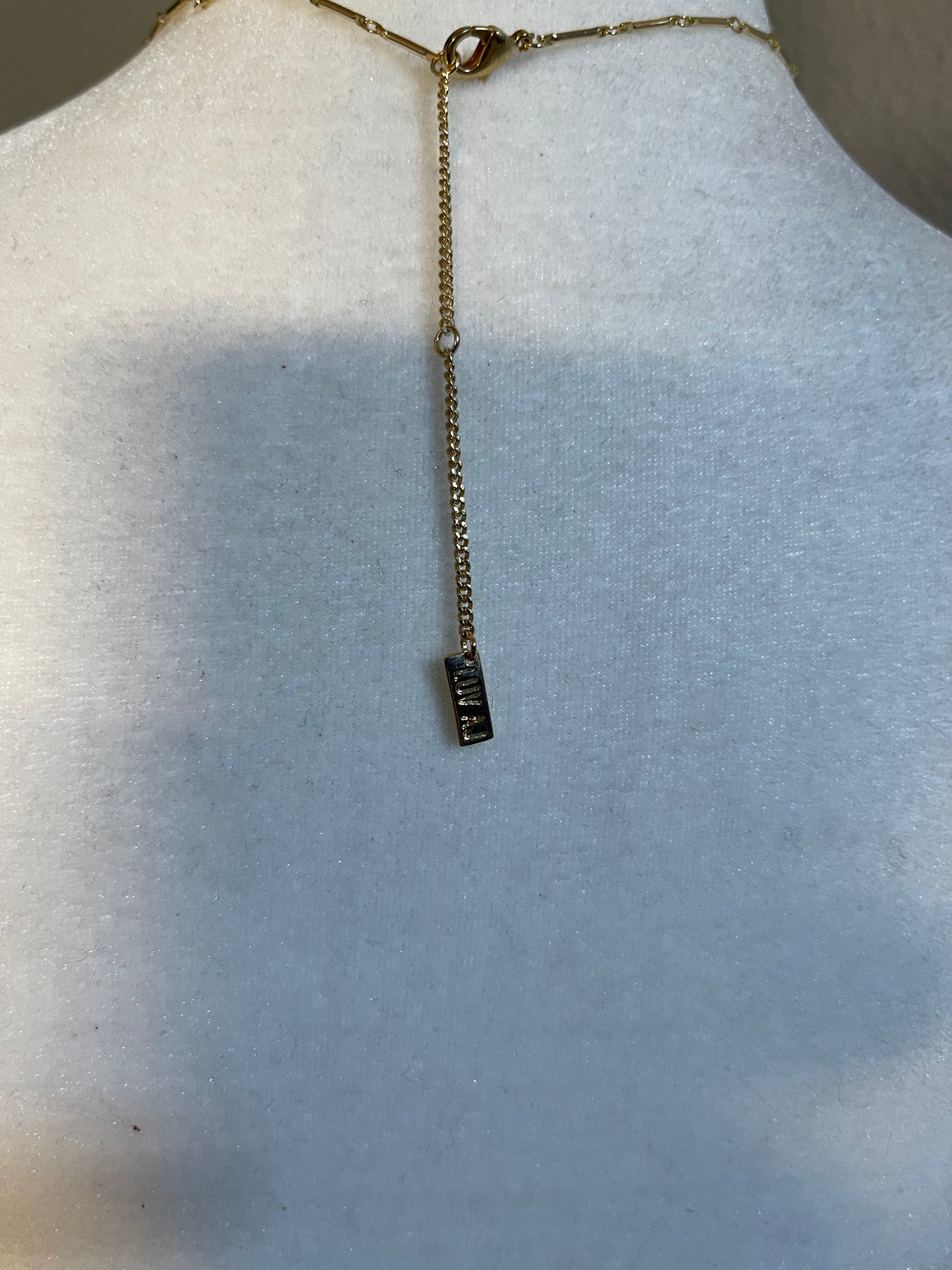 Delicate Gold Lariat Necklace with Crescent Moon and Spike Pendant