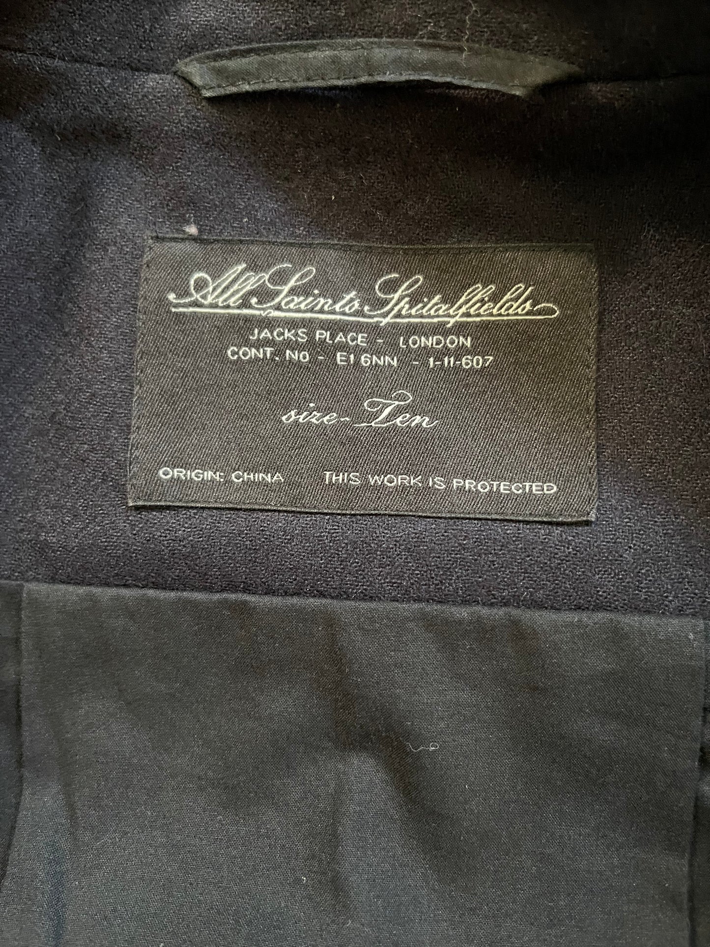 AllSaints Indigo Wool Coat