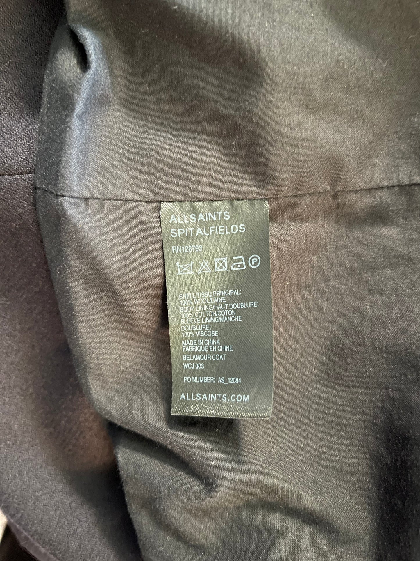 AllSaints Indigo Wool Coat