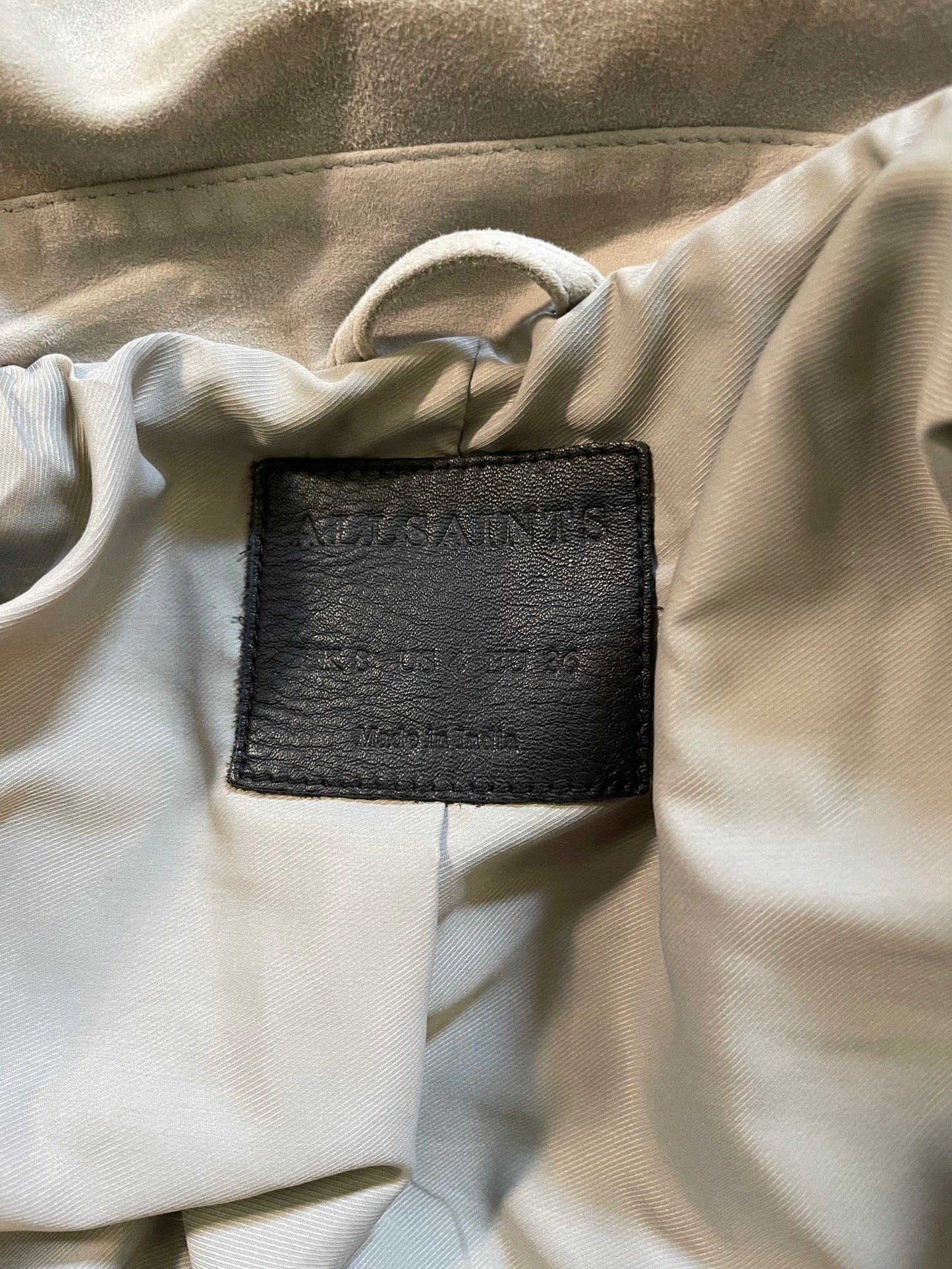 AllSaints Gray Suede Biker Jacket