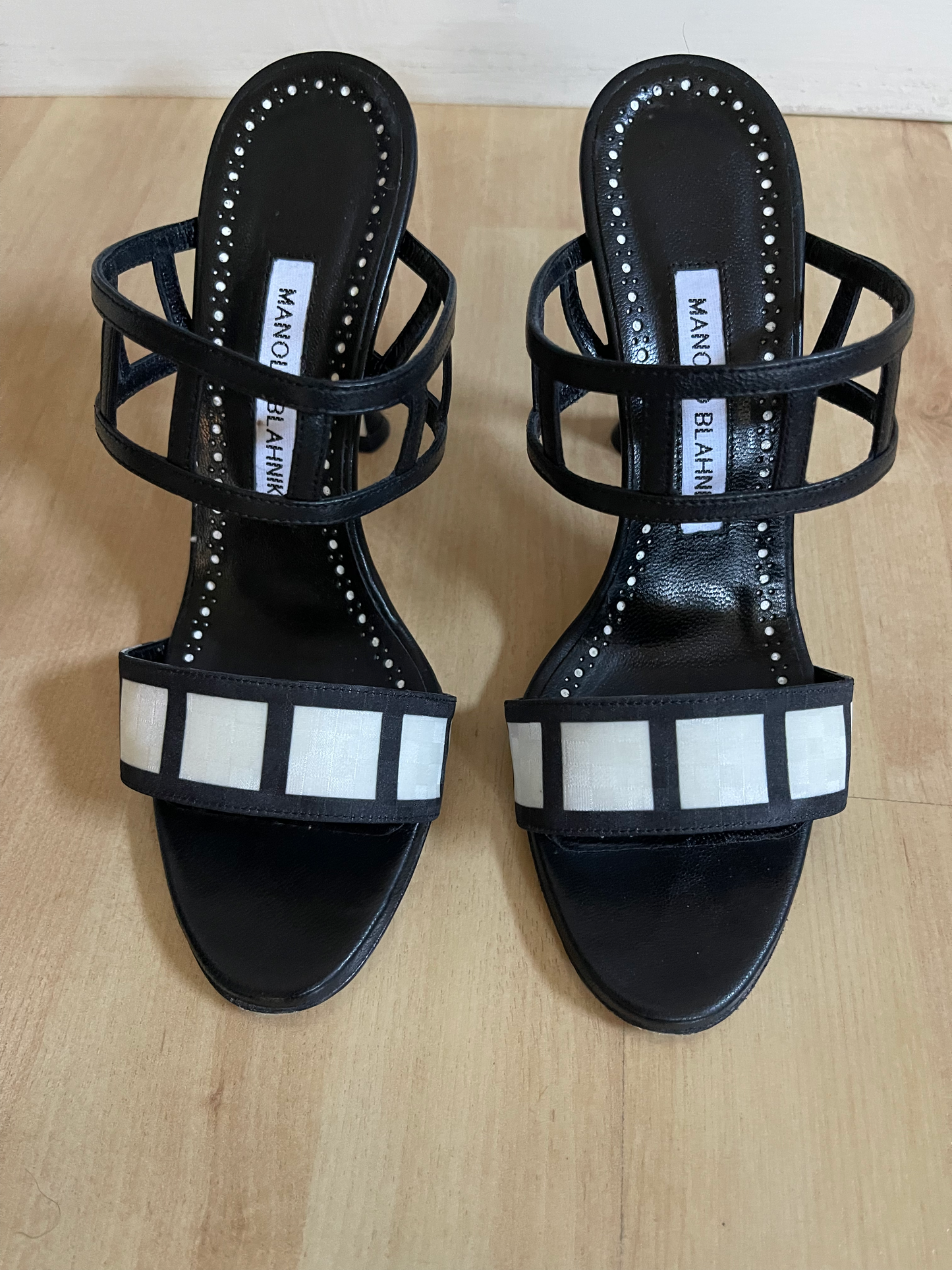 Manolo Blahnik Black and White Strappy Sandals