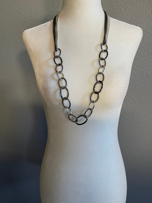 Alfani Black and Silver Multi-Link Necklace