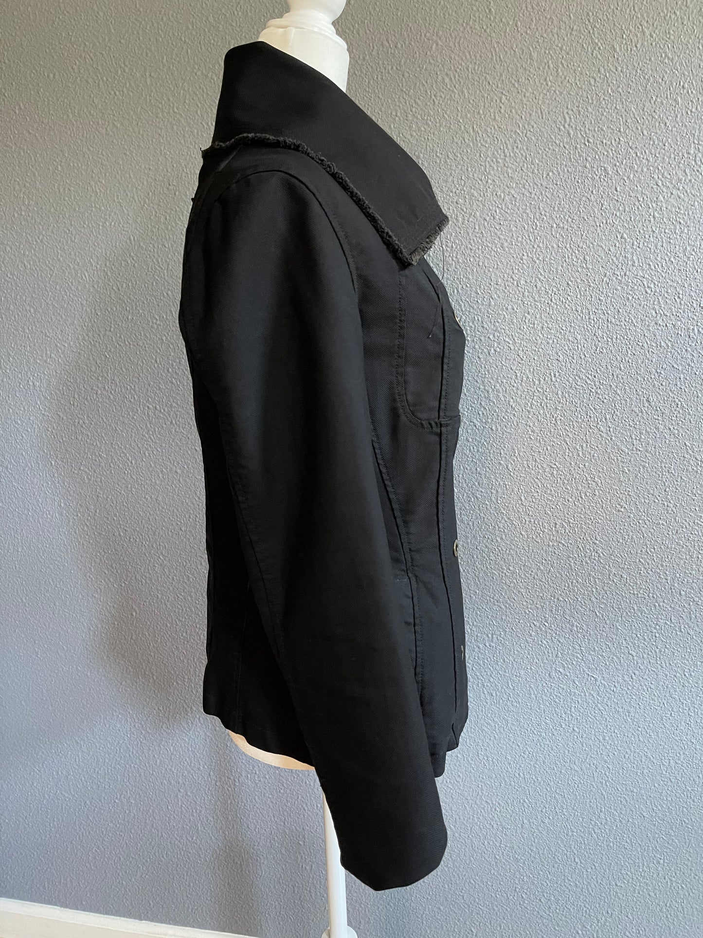 Edgy Black Double-Breasted Jacket with Lace-Up Back