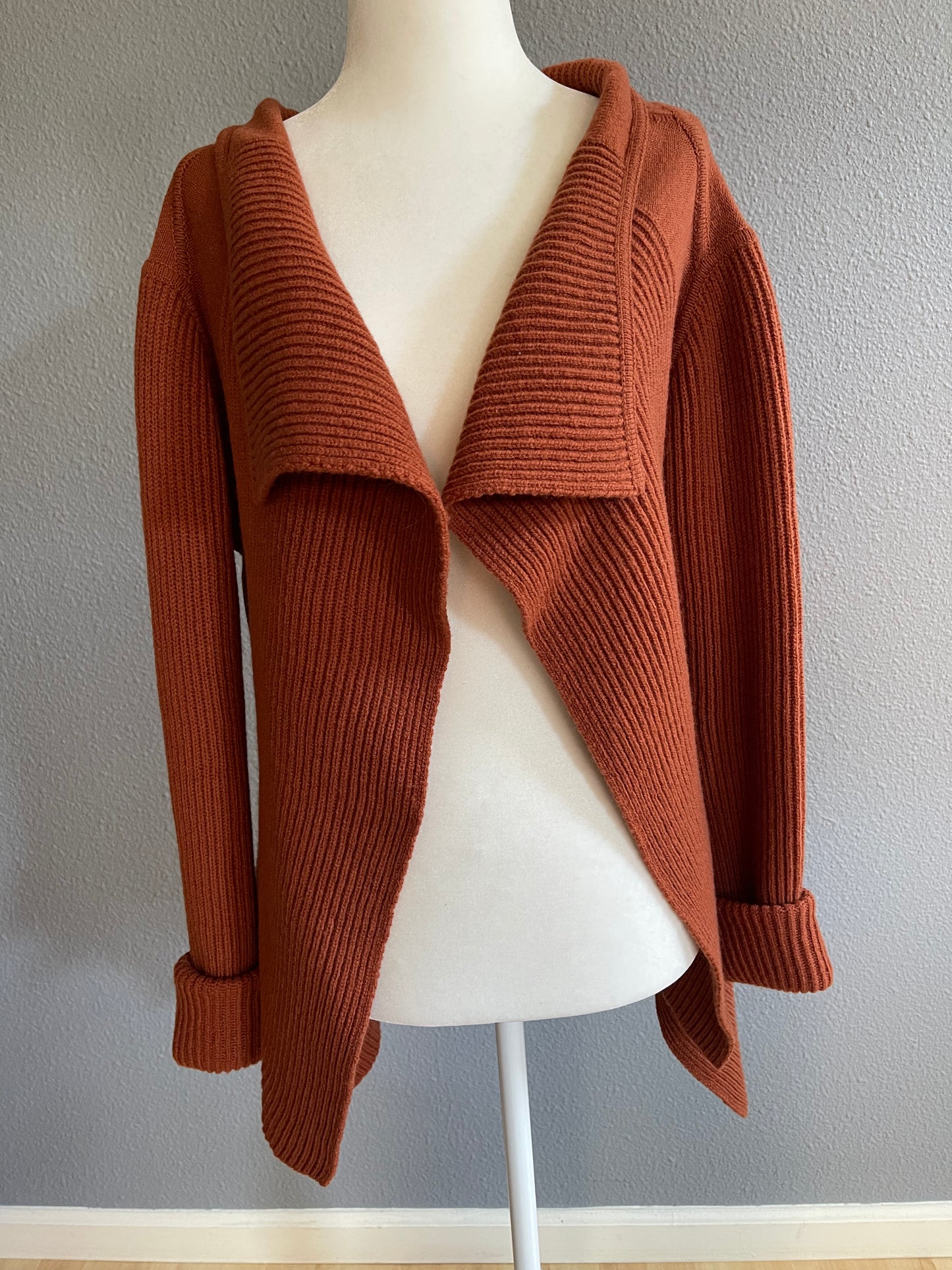 Rick Owens Cinnamon-Colored Ribbed Knit Cardigan Cardigan