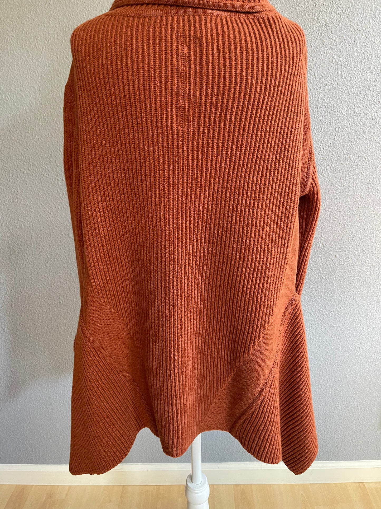 Rick Owens Cinnamon-Colored Ribbed Knit Cardigan Cardigan