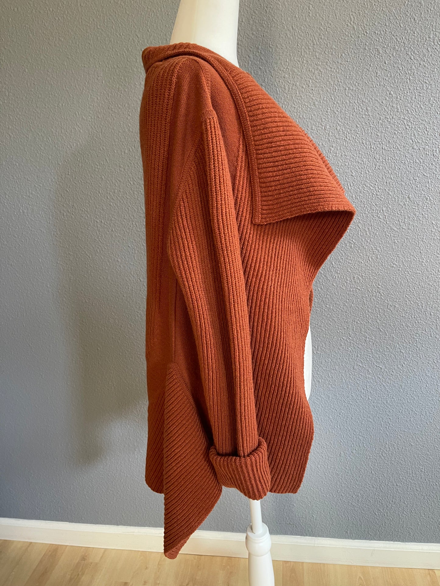 Rick Owens Cinnamon-Colored Ribbed Knit Cardigan Cardigan